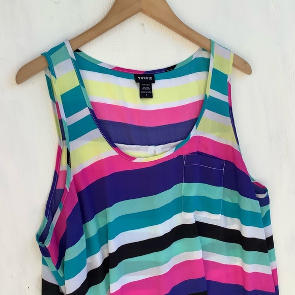 TORRID Sleeveless Summer Cool Stripe Women's Plus Size Tank Top Shirt 1X - Picture 4 of 7